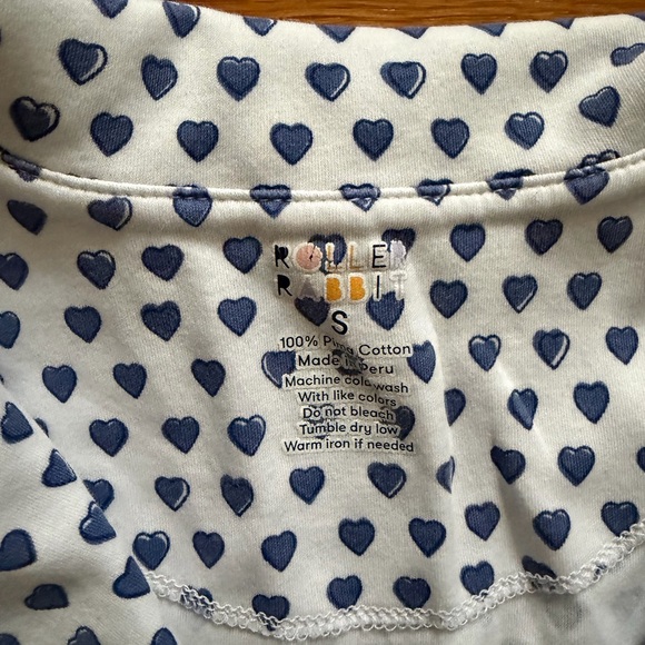 Roller Rabbit White and Blue Heart-Print Short Pajama Set - Picture 3 of 3